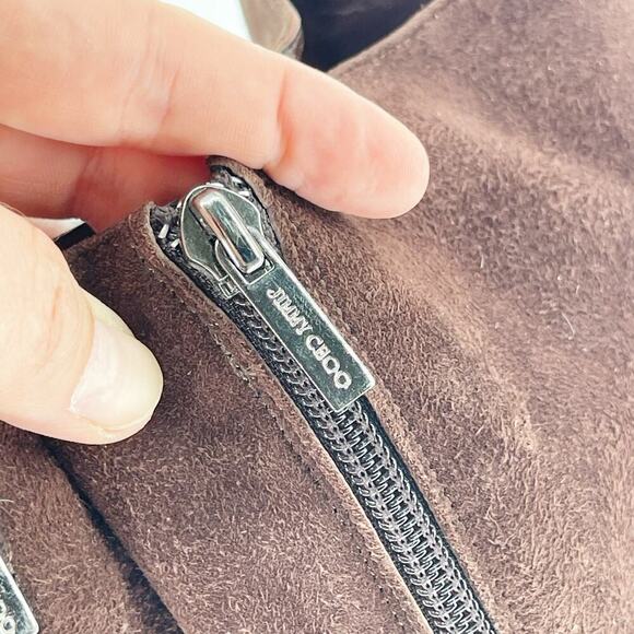 Retro Jimmy Choo Chocolate Brown Suede Knee High Pointed Toe Heeled Boot IT 41 - Picture 7 of 10